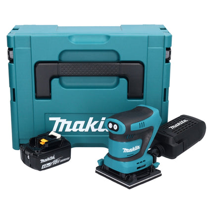 Makita DBO 480 M1J Cordless orbital sander 18 V 112 x 102 mm + 1x rechargeable battery 4.0 Ah + Makpac - without charger