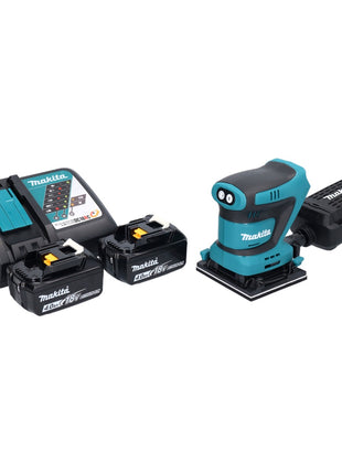 Makita DBO 481 RM cordless orbital sander 18 V 112 x 102 mm + 2x rechargeable battery 4.0 Ah + charger