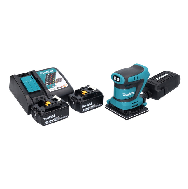 Makita DBO 481 RT cordless orbital sander 18 V 112 x 102 mm + 2x rechargeable battery 5.0 Ah + charger