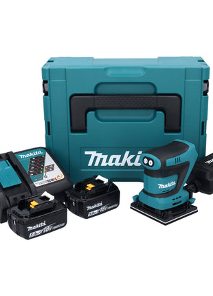 Makita DBO481RTJ Cordless Finishing Sander 112 x 102mm 18V + 2x Batteries 5.0Ah + Charger + Case