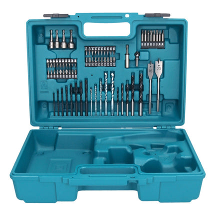 Makita DHP 484 SYX1W Akku Schlagbohrschrauber 18 V 54 Nm Brushless Weiß + 2x Akku 1,5 Ah + Ladegerät + 74 tlg. Zubehörset + Koffer