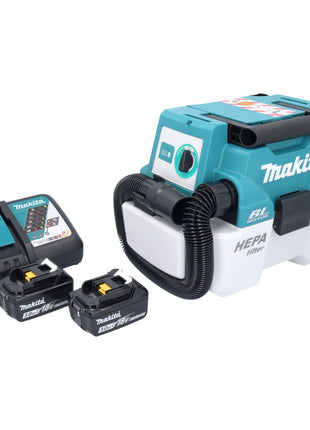 Aspiratore a batteria Makita DVC 750 LRF LXT 18 V 67 mbar 7,5 l brushless + 2x batteria ricaricabile 3,0 Ah + caricabatterie