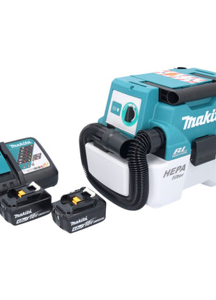 Makita DVC 750 LRM cordless hoover LXT 18 V 67 mbar 7.5 l brushless + 2x rechargeable battery 4.0 Ah + charger