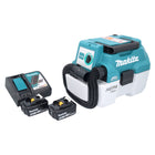 Makita DVC 750 LRM cordless hoover LXT 18 V 67 mbar 7.5 l brushless + 2x rechargeable battery 4.0 Ah + charger