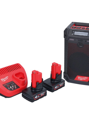 Milwaukee M12 RCDAB+-401 Cordless Radio charger DAB+ 12V + 2x Batteries 4.0Ah + Charger
