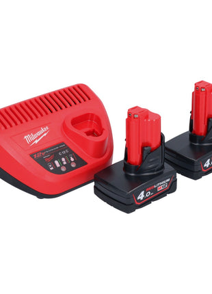 Milwaukee M12 RCDAB+-401 Cordless Radio charger DAB+ 12V + 2x Batteries 4.0Ah + Charger