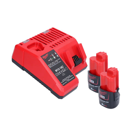Milwaukee M12 FIR38-302 Grzechotka akumulatorowa 12 V 75 Nm 3/8" 1/4" + 2x akumulator 3,0 Ah + ładowarka