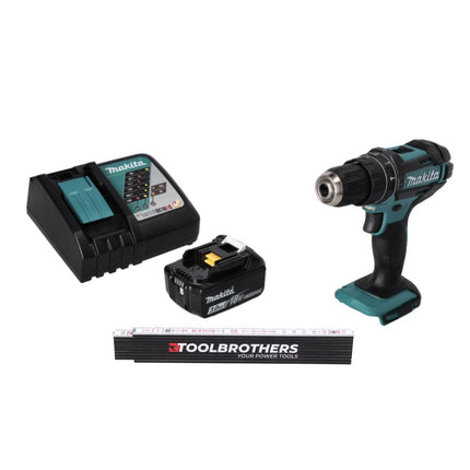 Toolbrothers Gliedermaßstab + DHP 482 RF1 Akku Schlagbohrschrauber 18 V 62 Nm + 1x Akku 3,0 Ah + Ladegerät