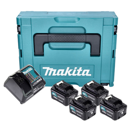 Zestaw Makita Power Source 4x akumulator BL 1041 B 12 V maks. 4,0 Ah CXT ( 4x 197406-2 ) + ładowarka DC 10 SB ( 197363-4 ) + Makpac