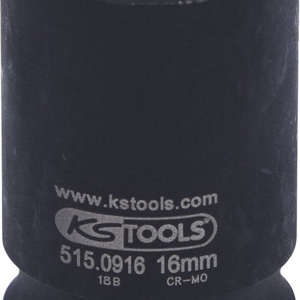 KS TOOLS 1/2" 12-kant-Kraft-Stecknuss, kurz, 16mm ( 515.0916 ) - Toolbrothers