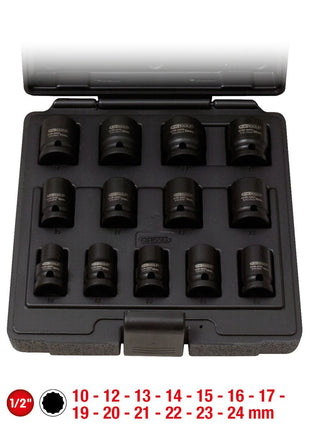 KS TOOLS 1/2" 12-kant-Kraft-Stecknuss-Satz, kurz, 13-tlg ( 515.0900 )
