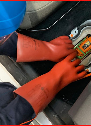 KS TOOLS Guante de protección para electricista con protección mecánica, talla 11, clase 00, rojo ( 117.0067 )