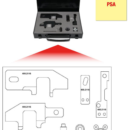 KS TOOLS Jeu d&apos;outils de réglage moteur pour PSA, 11 pcs ( 400.2115 )
