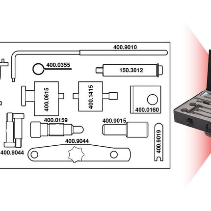 KS TOOLS Jeu d&apos;outils de réglage moteur pour VAG, 21 pcs ( 400.2225 )