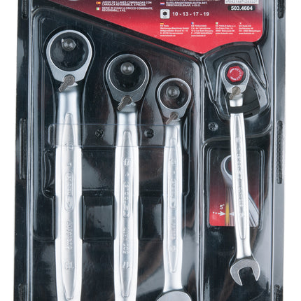 KS TOOLS GEARplus Ratschenringmaulschlüssel-Satz, umschaltbar, 4-tlg ( 503.4604 ) - Toolbrothers