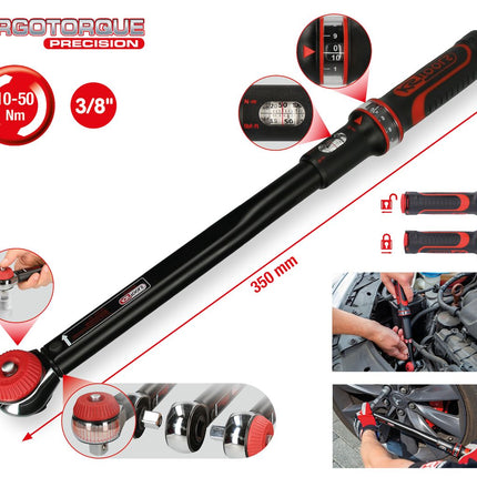 KS TOOLS 3/8" ERGOTORQUE®precision Ratschen-Drehmomentschlüssel Drehknopf, 10-50Nm ( 516.1422 ) - Toolbrothers