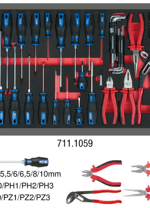 KS TOOLS Module de tournevis et de pinces, 59 pcs, modules système 1/1 ( 711.1059 )