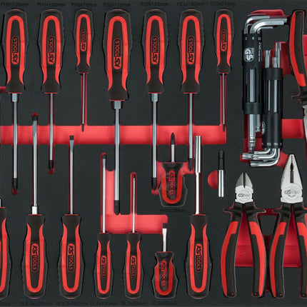 KS TOOLS Zangen- und Schraubendreher-Satz, 59-tlg in 1/1 Systemeinlage ( 711.1059 )
