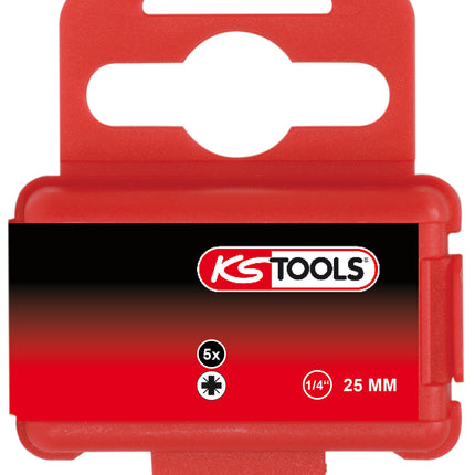 KS TOOLS 1/4" Bit PZ, 25mm, PZ4, 5er Pack ( 911.3346 ) - Toolbrothers