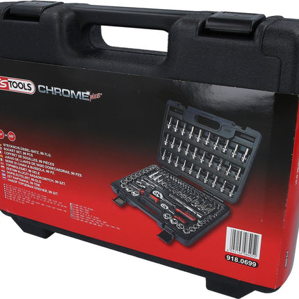 KS TOOLS 1/4"+3/8" CHROMEplus Steckschlüssel-Satz, 99-tlg ( 918.0699 ) - Toolbrothers