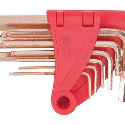 KS TOOLS BRONZEplus Innensechskant-Winkelstiftschlüssel-Satz, 9-tlgKugelkopf  ( 963.1518 )