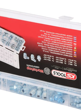KS TOOLS Sortiment Schmiernippel, M6-8-10x1,0, 110-tlg ( 970.0030 ) - Toolbrothers