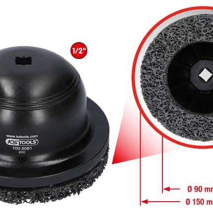 KS TOOLS Juego de lijadora de cubos de rueda de aluminio Ø 150 mm, Ø interior 90 mm, 2pzs ( 100.5080 )