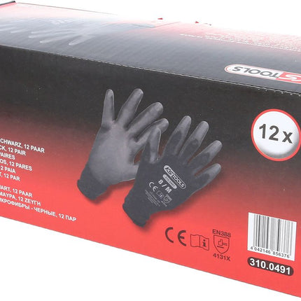 KS TOOLS Mikro-Feinstrickhandschuhe-schwarz, 8, 12 Paar ( 310.0491 ) - Toolbrothers