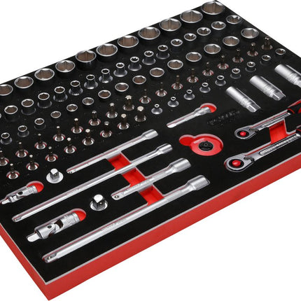 KS TOOLS Serie chiave a bussola 3/8'' + 1/2'' nell'inserto in schiuma, 101 pz ( 811.0101 )