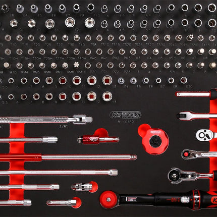 KS TOOLS Juego de llaves de vaso de 1/4' en inserto de gomaespuma, 169 pzs ( 811.0169 )