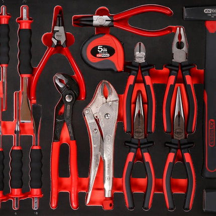 KS TOOLS Zangen- / Hammer- / und Meißel-Satz in Schaumstoffeinlage, 22-tlg ( 811.2022 )