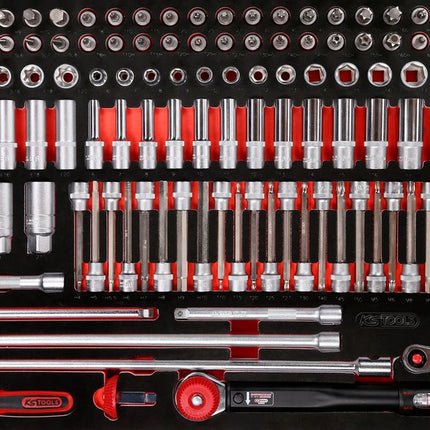 KS TOOLS Juego de llaves de vaso de 3/8' en inserto de gomaespuma, 165 pzs ( 813.0165 )