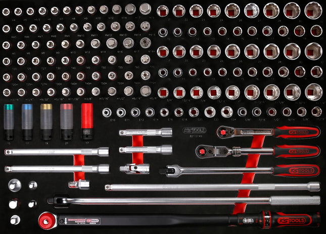 KS TOOLS Juego de llaves de vaso de 1/2' en inserto de gomaespuma, 149 pzs ( 821.0149 )