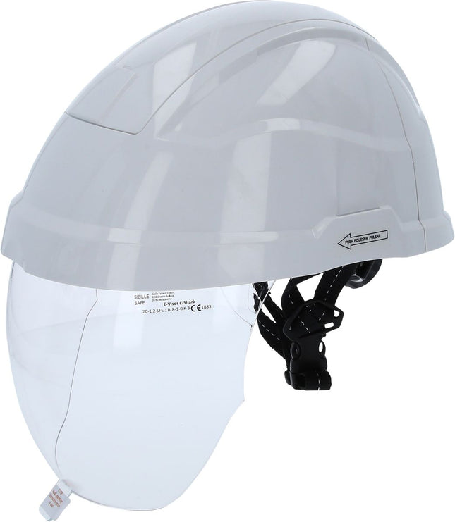 KS TOOLS Casco di protezione da lavoro con protezione per il viso, bianco ( 117.0118 )