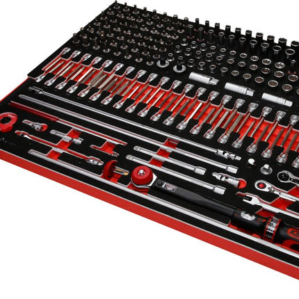 KS TOOLS Juego de llaves de vaso de 3/8' en inserto de gomaespuma, 221 pzs ( 821.0221 )