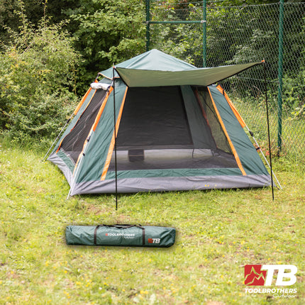 Toolbrothers Outdoort camping set tent for 2-4 persons hydraulic tent pop-up tent + camping equipment 12 pcs