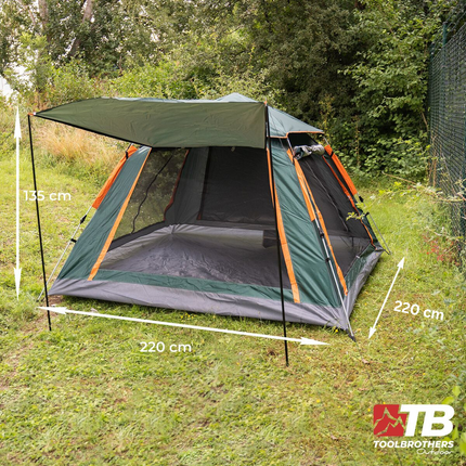 Toolbrothers Outdoort camping set tent for 2-4 persons hydraulic tent pop-up tent + camping equipment 12 pcs