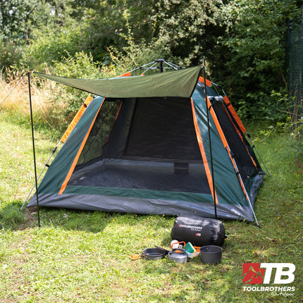 Toolbrothers Outdoort camping set tent for 2-4 persons hydraulic tent pop-up tent + camping equipment 12 pcs