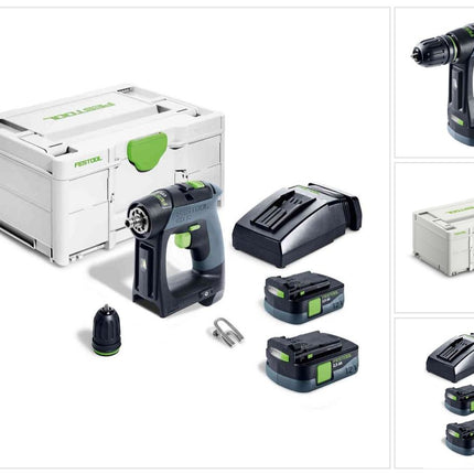 Festool CXS 12 2.5-Plus cordless drill driver 12 V 30 Nm brushless ( 576864 ) + 2x rechargeable battery 2.5 Ah + charger + systainer