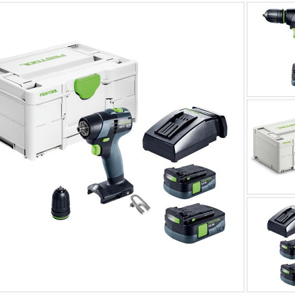 Trapano avvitatore a batteria Festool TXS 12 2.5-Plus 12 V 30 Nm senza spazzole ( 576873 ) + 2x batteria ricaricabile 2,5 Ah + caricatore + systainer