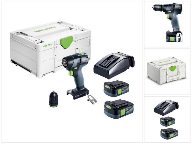 Trapano avvitatore a batteria Festool TXS 12 2.5-Plus 12 V 30 Nm senza spazzole ( 576873 ) + 2x batteria ricaricabile 2,5 Ah + caricatore + systainer