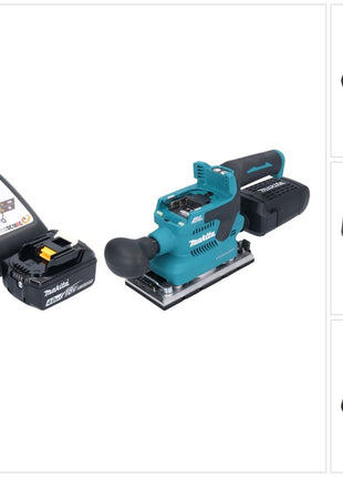 Makita DBO 382 RM1 Cordless orbital sander 18 V 93 x 185 mm brushless + 1x rechargeable battery 4.0 Ah + charger
