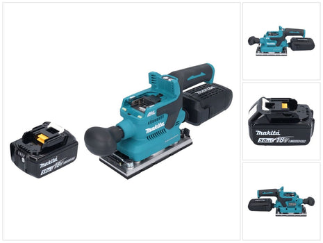 Makita DBO 382 T1 levigatrice orbitale a batteria 18 V 93 x 185 mm brushless + 1x batteria ricaricabile 5,0 Ah - senza caricabatterie