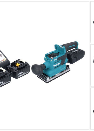 Makita DBO 382 RG Cordless orbital sander 18 V 93 x 185 mm brushless + 2x rechargeable battery 6.0 Ah + charger