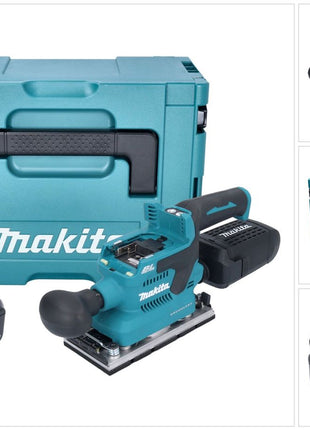 Makita DBO 382 F1J Cordless orbital sander 18 V 93 x 185 mm brushless + 1x rechargeable battery 3.0 Ah + Makpac - without charger