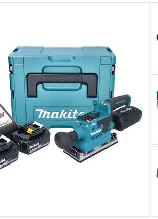 Makita DBO 382 RMJ cordless orbital sander 18 V 93 x 185 mm brushless + 2x rechargeable battery 4.0 Ah + charger + Makpac