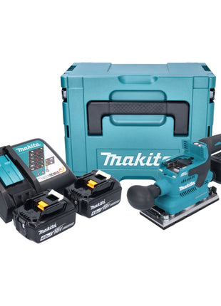 Makita DBO 382 RMJ cordless orbital sander 18 V 93 x 185 mm brushless + 2x rechargeable battery 4.0 Ah + charger + Makpac