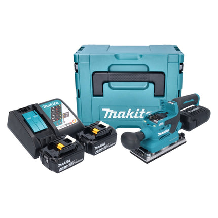 Makita DBO 382 RMJ cordless orbital sander 18 V 93 x 185 mm brushless + 2x rechargeable battery 4.0 Ah + charger + Makpac
