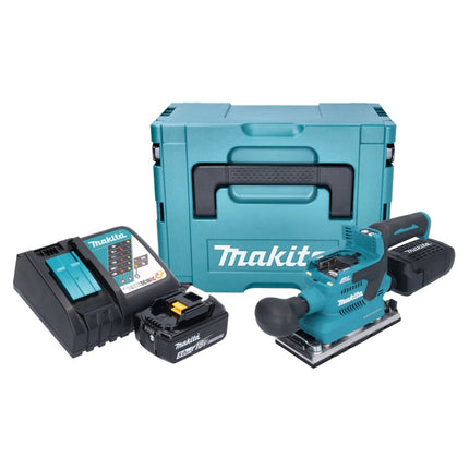 Lijadora orbital a batería Makita DBO 382 RT1J 18 V 93 x 185 mm sin escobillas + 1x batería 5,0 Ah + cargador + Makpac