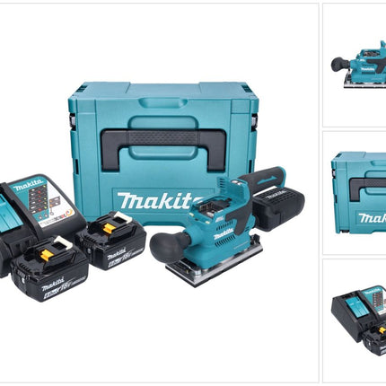 Makita DBO 382 RGJ Akku Schwingschleifer 18 V 93 x 185 mm Brushless + 2x Akku 6,0 Ah + Ladegerät + Makpac